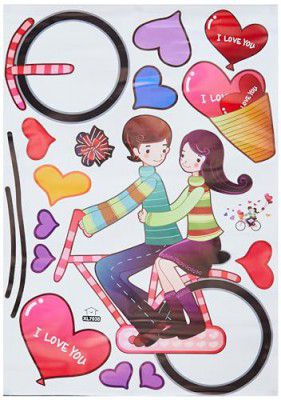Amazon Brand - Solimo Wall Sticker for Bedroom (Love Cycle Together)