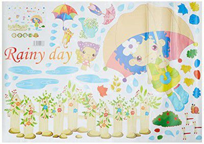 Amazon Brand - Solimo Wall Sticker for Kids Room (Rainy Shower Wall ), Ideal Size on Wall: 120 x 85 cm