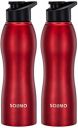 Amazon Brand - Solimo Water Bottle, Spill-Proof, Ergonomic, Safe for Refrigerator, Freezer and Dishwasher (Stainless Steel with PP Lid, Set of 2, Red)...