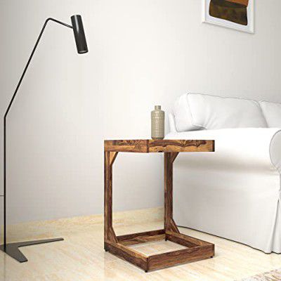 Amazon Brand - Solimo Watford Durable C-Shaped Bedside Table (Solid Sheesham Wood, Natural Finish)