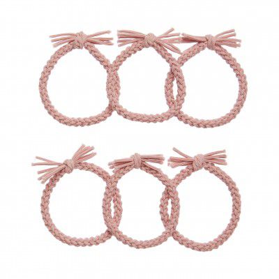 Amazon Brand - Solimo Womens Rubber Bands with Bow, Light Pink, Pack of 6