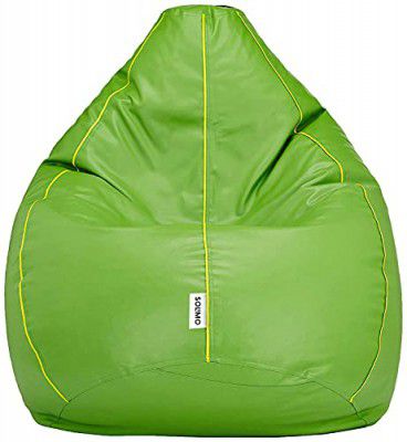 Amazon Brand - Solimo XL Bean Bag Cover (Green with Yellow Piping)