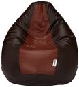 Amazon Brand - Solimo Xxl Bean Bag Filled With Beans (Brown And Tan)(Faux Leather)...