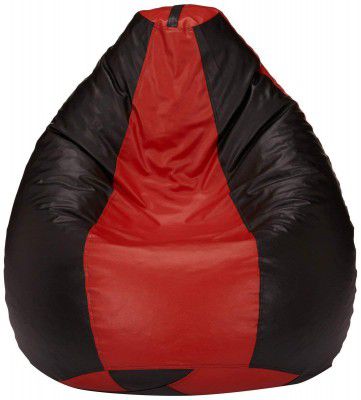 Amazon Brand - Solimo XXL Faux Leather Bean Bag Cover Without Beans (Black and Brown)