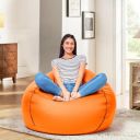 Amazon Brand - Solimo XXXL Bean Bag Cover (Orange with Blue Piping)...