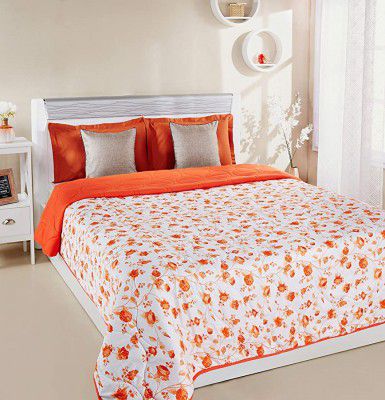 Amazon Brand - SolimoVictoria Microfibre Printed Quilt Blanket/Comforter Double 120 GSM Orange