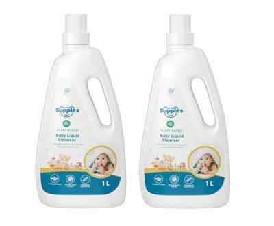 Amazon Brand - Supples Plant Based Baby Cleanser Liquid 1 Litre (Pack of 2)