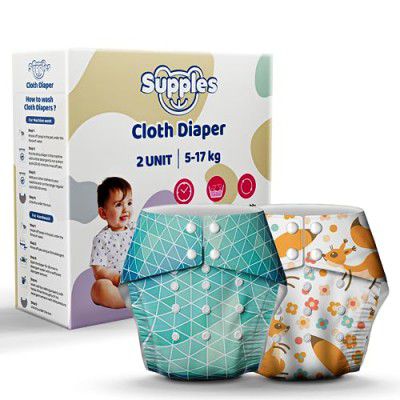 Amazon Brand - Supples Washable and Reusable Free Size Cloth Diapers comes 