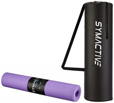 Amazon Brand - Symactive 4mm Anti-Skid Lightweight with perfect grip LDPE + EVA Yoga Mat with Carry Bag (Purple)