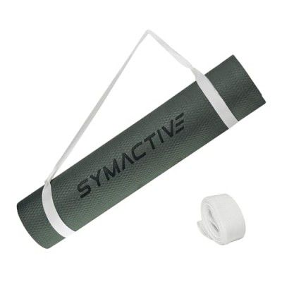 Amazon Brand - Symactive 4mm Anti-Skid Lightweight Water/Dirt Proof LDPE Yoga Mat with Carrying Strap (Green)