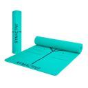 Amazon Brand - Symactive 6 Mm Premium Anti-Skid Supersoft Alignment Single Color Tpe Yoga Mat With Carrying Strap For Men & Women (2X6 Ft, Teal Green), Blue-Green...