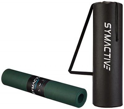 Amazon Brand - Symactive 6mm Anti-Skid Lightweight with perfect grip LDPE + EVA Yoga Mat with Carry Bag (Army Green)