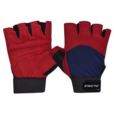 Amazon Brand - Symactive Gym Training Gloves Set of 2 Small Vision Red/Blue