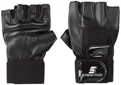 Amazon Brand - Symactive Leatherette Gym Training Gloves, Medium
