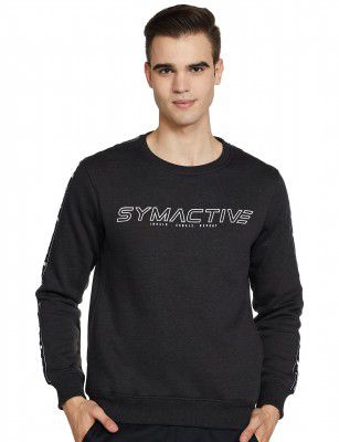 Amazon Brand - Symactive Men's Cotton Poly Brushed Fleece/Bio-Wash 300 GSM Crew Neck Sweatshirt (818ZA-AW21-SYM-SWT-02-anthra Melange-S_Anthra Melange_S)