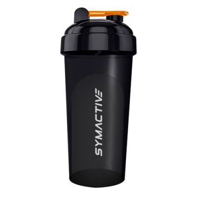 Amazon Brand - Symactive Plastic Shaker Bottle (700ml, Black)