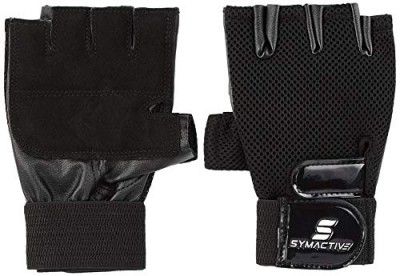 Amazon Brand - Symactive Polyester Gym Training Gloves, X-Large, Black