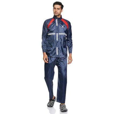 Amazon Brand - Symactive Polyester Water Resistant Rain Coat with Pant (Blue, XX-Large)