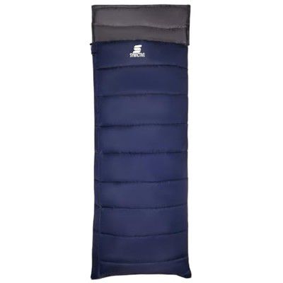 Amazon Brand - Symactive Sleeping Bag Camp Lite 3°C to 20°C, Lightweight Camping Sleeping Bag for Indoors & Outdoors (Blue, for Adults Upto 6.8 Ft)