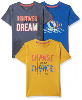 Amazon Brand - Symbol Boys Boys 100% Cotton Printed Half Sleeves T-Shirt | Age 2-7 Years (Pack of 2 and 3)