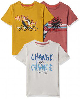 Amazon Brand - Symbol Boys Boys 100% Cotton Printed Half Sleeves T-Shirt | Age 2-7 Years (Pack of 2 and 3)