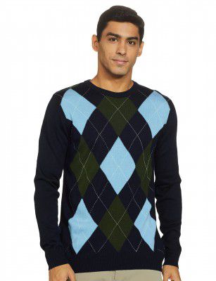 Amazon Brand - Symbol Men Acrylic LS Argyle Pattern Sweater Pullover