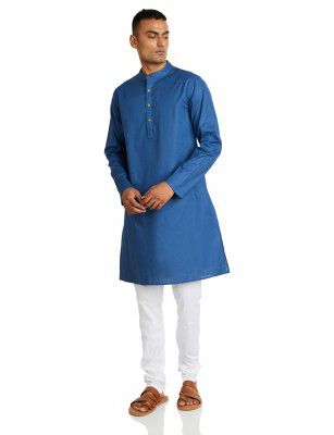 Amazon Brand - Symbol Men Cotton Solid Long Kurta Pyjama Set (2pcs)