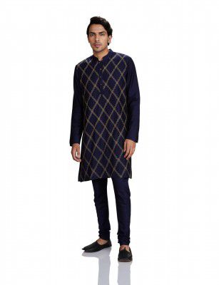 Amazon Brand - Symbol Men Festive Long Regular Fit Kurta & Pyjama Set (2Pcs)