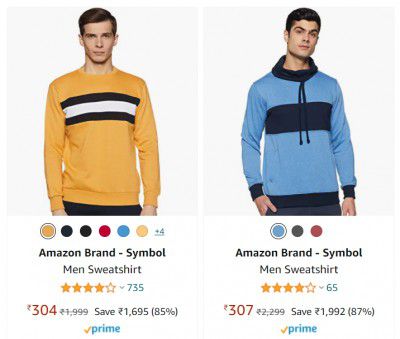 Amazon Brand - Symbol Men Sweatshirt Starting at ₹319