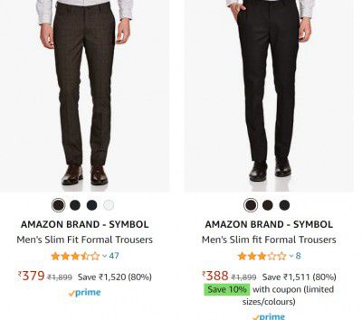 Amazon Brand - Symbol Men's Casual Trousers Upto 80% Off
