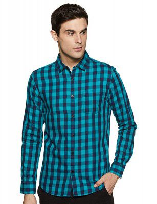 Amazon Brand - Symbol Mens Checkered Regular Casual Shirt (SS20AZ-SY-RR-03E_Green_M