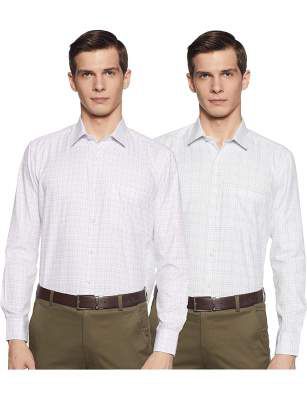 Amazon Brand - Symbol Men's Checkered Regular Fit Full Sleeve Formal Shirt (Combo Pack of 2)