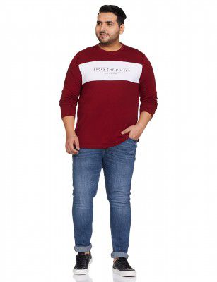 Amazon Brand - Symbol Men's Color Block Regular T-Shirt (SS19MNTEE12-6_Vintage Maroon S)