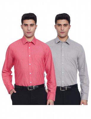 Amazon Brand - Symbol Men's Cotton Formal Shirt | Casual | Plain | Full Sleeve | Combo Pack of 2 - Regular Fit (Available in Plus Size)