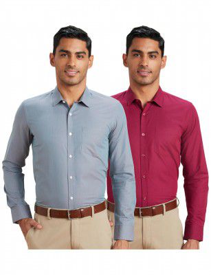 Amazon Brand - Symbol Men's Cotton Formal Shirt | Plain | Full Sleeve - Regular Fit 