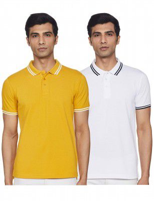 Amazon Brand - Symbol Men's Cotton Rich Solid Polo Collar Tshirts | Half Sleeves | Plain-Regular Fit (Available in Plus Sizes)