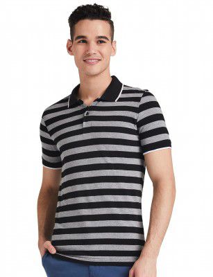 Amazon Brand - Symbol Men's Cotton Rich Striped Polo T Shirt