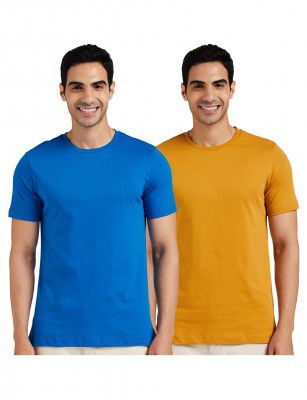 Amazon Brand - Symbol Men's Cotton T Shirt | Round Neck | Half Sleeve | Plain | Combo Pack of 2 - Regular Fit (Available in Plus Size)