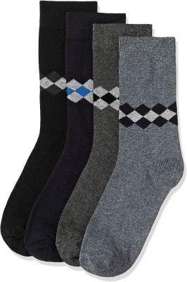 Amazon Brand - Symbol Men's Plain Calf Socks (Pack of 4)