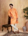 Amazon Brand - Symbol Men's Polyester Brocade Regular Festive Long Kurta & Pyjama Set (2pcs)...