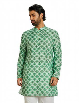 Amazon Brand - Symbol Men's Polyester Festive Printed Long Kurta (Regular Fit)