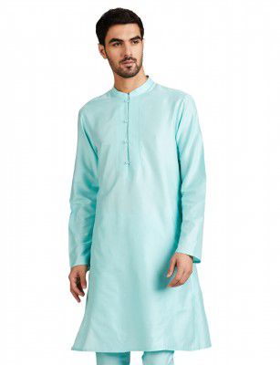 Amazon Brand - Symbol Men's Rayon Blend Festive Solid Long Kurta (Regular Fit)