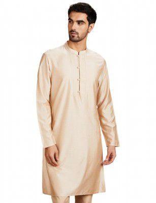 Amazon Brand - Symbol Men's Rayon Blend Festive Solid Long Kurta (Regular Fit)