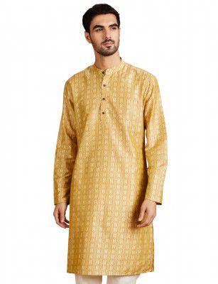 Amazon Brand - Symbol Men's Rayon Solid Festive Printed Long Kurta (Regular Fit)