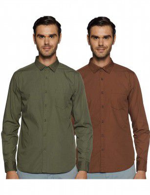 Amazon Brand - Symbol Men's Regular Fit Casual Shirt (Pack of 2)
