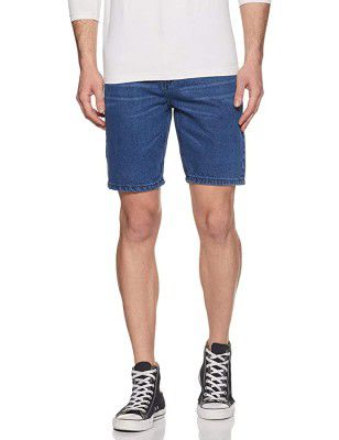 Amazon Brand - Symbol Mens Regular Fit Cotton Blend Denim Shorts