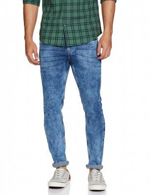 Amazon Brand - Symbol Mens Skinny Stretchable Jeans (AD-SK-402C_Mid Blue 2_28)