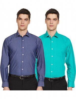 Amazon Brand - Symbol Men's Solid Cotton Formal Shirt | Combo Pack of 2