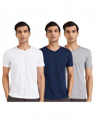 Amazon Brand - Symbol Men's Solid Cotton T Shirt | Plain | V Neck | Half Sleeve - Regular Fit | Combo Pack of 3 (Available in Plus Size)