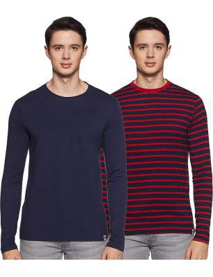 Amazon Brand - Symbol Men's Solid Regular Fit Full Sleeve T-Shirt (Combo Pack of 2)